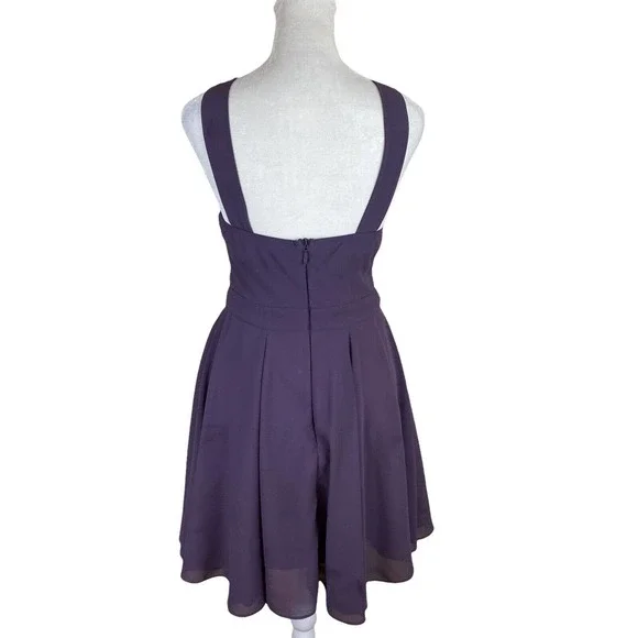Lulus Forevermore Skater Dress In Dusty Purple Mini Halter S - Picture 5 of 8